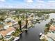 Aerial of house, neighborhood and waterway at 1409 Ne 49Th Ne Ave, St Petersburg, FL 33703