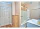 Clean bathroom with shower/tub combo and vanity at 4961 Britni Way, Zephyrhills, FL 33541