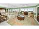 Spacious living room with plush sofa, chairs and view of the water at 100 Bluff View Dr # 207C, Belleair Bluffs, FL 33770