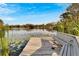 Relaxing dock on a serene lake with lily pads at 5028 School Rd, Land O Lakes, FL 34638