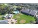 Aerial view of community pool, clubhouse, and golf course at 8041 Green Pines Ter, Spring Hill, FL 34606