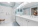 Clean bathroom with double vanity and walk-in shower at 8041 Green Pines Ter, Spring Hill, FL 34606