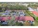 An aerial perspective of a community, showcasing red-roofed buildings and covered parking at 11511 113Th St # 27C, Largo, FL 33778