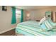 Bedroom with striped bedding and teal accents at 2713 Apia Pl, Holiday, FL 34691