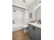 Clean bathroom with tub, shower, and updated vanity at 6211 Timber Lake Dr # B8, Sarasota, FL 34243