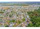 Expansive aerial view of a community featuring numerous homes, green spaces, and nearby amenities at 6321 Staunton Dr, Holiday, FL 34690
