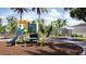 Modern playground with slides and climbing structures, surrounded by palm trees at 12218 Radiant Gem Trl, Parrish, FL 34219