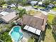 An aerial view showcasing the pool, screened enclosure, and backyard space at 7853 Sundown Dr, St Petersburg, FL 33709
