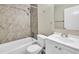 Bathroom with a shower/tub combo, toilet, and vanity at 1799 N Highland Ave # 28, Clearwater, FL 33755