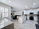 Open concept kitchen with island, white cabinets, and stainless steel appliances at 2811 Windcrest Oaks Ct, Valrico, FL 33594