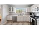 Kitchen with white cabinets, stainless steel appliances, and tile flooring at 6321 Newtown Cir # 21B4, Tampa, FL 33615
