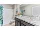 Clean bathroom with double vanity and shower/tub combo at 7131 Broad River Ave, Land O Lakes, FL 34638