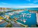 Daytime aerial view of a bustling marina filled with boats and yachts at 199 Dali Blvd # 302, St Petersburg, FL 33701