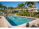 Community pool surrounded by palm trees and tropical landscaping at 370 Pinellas Bayway S # E, Tierra Verde, FL 33715