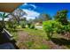 A lush front yard features mature trees and tropical plants at 9567 85Th St, Seminole, FL 33777