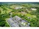 Aerial view showcasing the community, pool, and nearby baseball field and golf course at 2632 River Preserve Ct, Bradenton, FL 34208