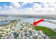 Elevated view of the waterfront area, highlighting the proximity to open water at 307 10Th Ave, Indian Rocks Beach, FL 33785