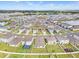Aerial view of a large community with many houses and a central pond at 33510 Elm Hill Branch, Wesley Chapel, FL 33545