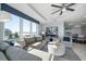 Bright living room features floor-to-ceiling windows and plush, comfortable seating with stunning ocean views at 15 Avalon St # 704, Clearwater Beach, FL 33767
