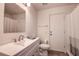 Bright bathroom featuring a vanity with drawers, toilet, and shower-tub combo at 8620 Brookway Cir, Tampa, FL 33635