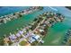 Close-up aerial view showcasing the lot and its waterfront location at 341 Bahia Vista Dr, Indian Rocks Beach, FL 33785