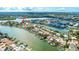 High-altitude aerial view of a property located between canals at 341 Bahia Vista Dr, Indian Rocks Beach, FL 33785