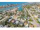Panoramic aerial shot showcasing the coastal area, highlighting streets, houses, and waterfront views at 504 79Th Ave, St Pete Beach, FL 33706