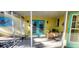 Covered patio with double doors and a sea turtle painted on the wall at 504 79Th Ave, St Pete Beach, FL 33706