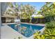 Backyard in-ground pool with surrounding patio and lush landscaping at 2461 61St N Ln, St Petersburg, FL 33710