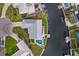 An aerial view highlighting the home's location on a waterfront lot at 5101 Huntington Ne Cir, St Petersburg, FL 33703