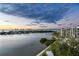 Panoramic view of the waterfront, marina, and city skyline at 4 Belleview Blvd # 801, Belleair, FL 33756