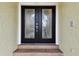 Double front doors with glass panels and a brick entryway at 6243 Greenwich Dr, Tampa, FL 33647