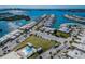 Beautiful aerial view showcasing the community's waterfront location and amenities at 143 Boca Ciega Point N Blvd, St Petersburg, FL 33708