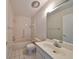 Bathroom with tub/shower combo, single vanity, and tiled floors at 2701 Lancaster Dr, Sun City Center, FL 33573