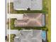 An aerial view of home rooftops in a residential neighborhood at 31176 Chesapeake Bay Dr, Wesley Chapel, FL 33543