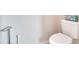 Guest bathroom with toilet and pedestal sink at 442 Bahama Grande Blvd, Apollo Beach, FL 33572