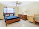 Cozy bedroom with wooden furniture and 