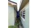 Side yard with narrow passage between house and wall at 1787 Shore Acres Ne Blvd, St Petersburg, FL 33703