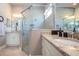 Elegant bathroom featuring a large shower and double vanity at 1847 Pacific Dunes Dr, Sun City Center, FL 33573