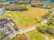 Aerial view of golf course, clubhouse, and surrounding community at 18801 Chaville Rd, Lutz, FL 33558