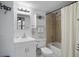 Clean bathroom with a white vanity and bathtub shower combo at 1945 Pelican Landing Blvd # 616, Clearwater, FL 33762