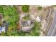 Top-down aerial view of house, yard, and surrounding trees at 569 Dixie Hwy, Tarpon Springs, FL 34689