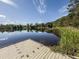 Wooden dock extends into a calm lake surrounded by trees at 11846 Mile Marsh Dr, Riverview, FL 33569