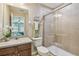 Clean bathroom with shower, vanity, and toilet at 2212 Valterra Vista Way, Valrico, FL 33594