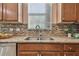 Kitchen sink with granite countertop and wood cabinets at 2212 Valterra Vista Way, Valrico, FL 33594