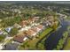 An aerial view of a residential neighborhood with a canal or small lake at 7612 Nottinghill Sky Dr, Apollo Beach, FL 33572