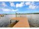 Wooden dock with metal railing offers access to the waterway at 945 Bayshore Dr, Tarpon Springs, FL 34689