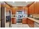 Bright kitchen featuring stainless steel appliances and wood cabinets at 204 Mystic Falls Dr, Apollo Beach, FL 33572