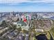Aerial view of condo community near the city skyline with tennis courts at 501 Knights Run Ave # 2308, Tampa, FL 33602