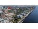 Aerial perspective showcasing building location and waterfront access at 501 Knights Run Ave # 2308, Tampa, FL 33602
